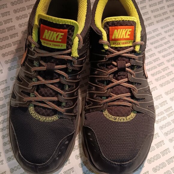 NIKE FLEX TRAIL 2 RUNNING SHOES, MEN'S SIZE 10, GRAY/ORANGE, - Picture 1 of 6
